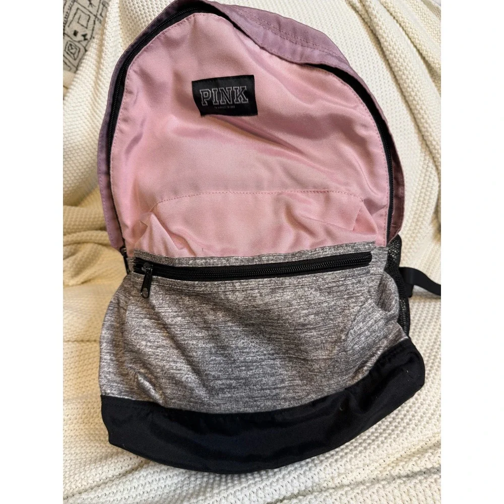 Pink Victoria's Secret Backpack Mauve Pink Gray Black Logo School Travel Bag